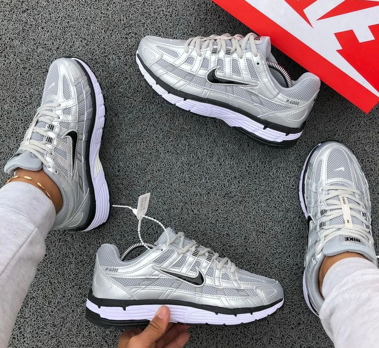 NIKE P-6000 TRAINER METALLIC BLACK TICK